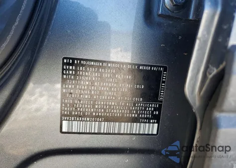 2019 Volkswagen Tiguan Se from USA, damaged, VIN 3VV2B7AX9KM201047